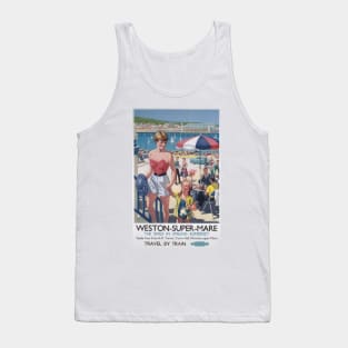 Weston-Super-Mare, Somerset - BR,WR - Vintage Railway Travel Poster - 1952 Tank Top